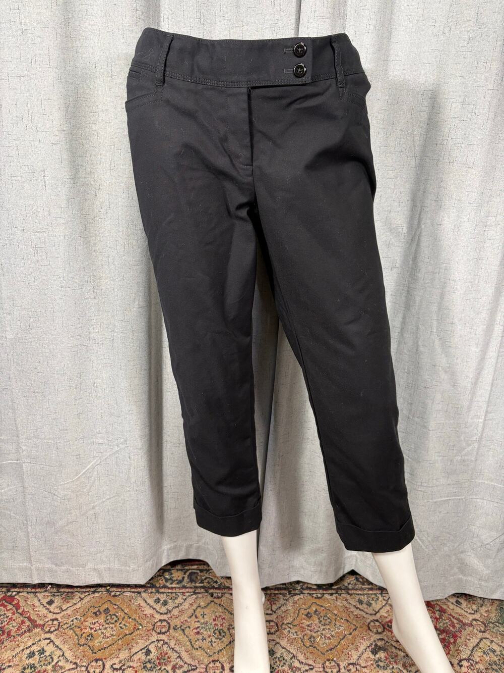 White House Black Market Perfect Form Slim Ankle Pants Trousers Size 6 Black